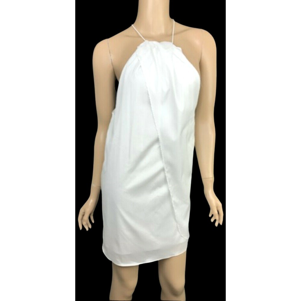Three of Something White Mini Dress Wrap Around Size XS Elastic Halter Strap
